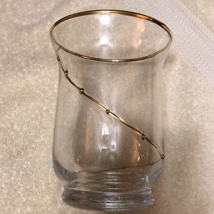 Pier 1 Swirline Blown Glass Gold Dot Swirl Vase 9 1/2” retired